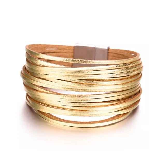 Real Leather Bracelet Gold