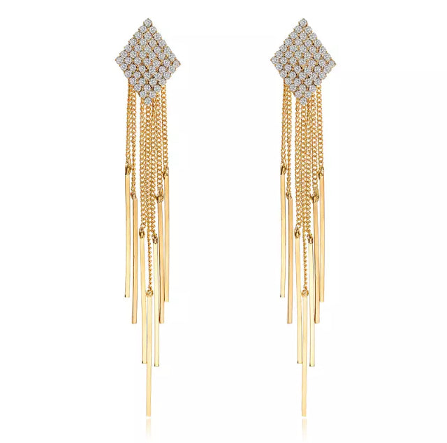 zircons tassels stud drop earrings
