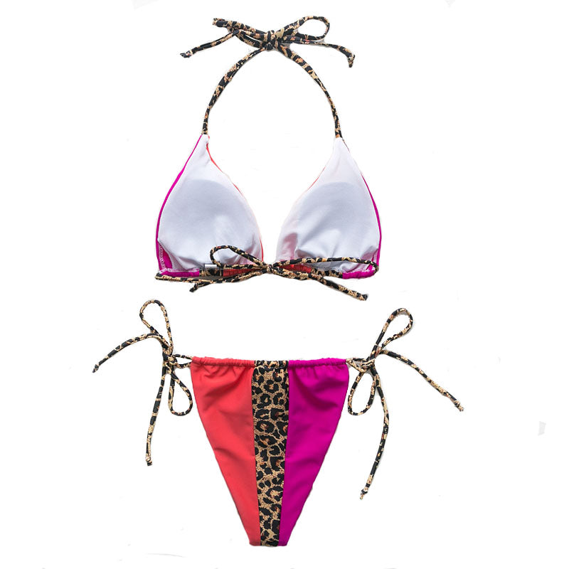 Bikini Leopard Animal Print Pink Orange Summer Vacation