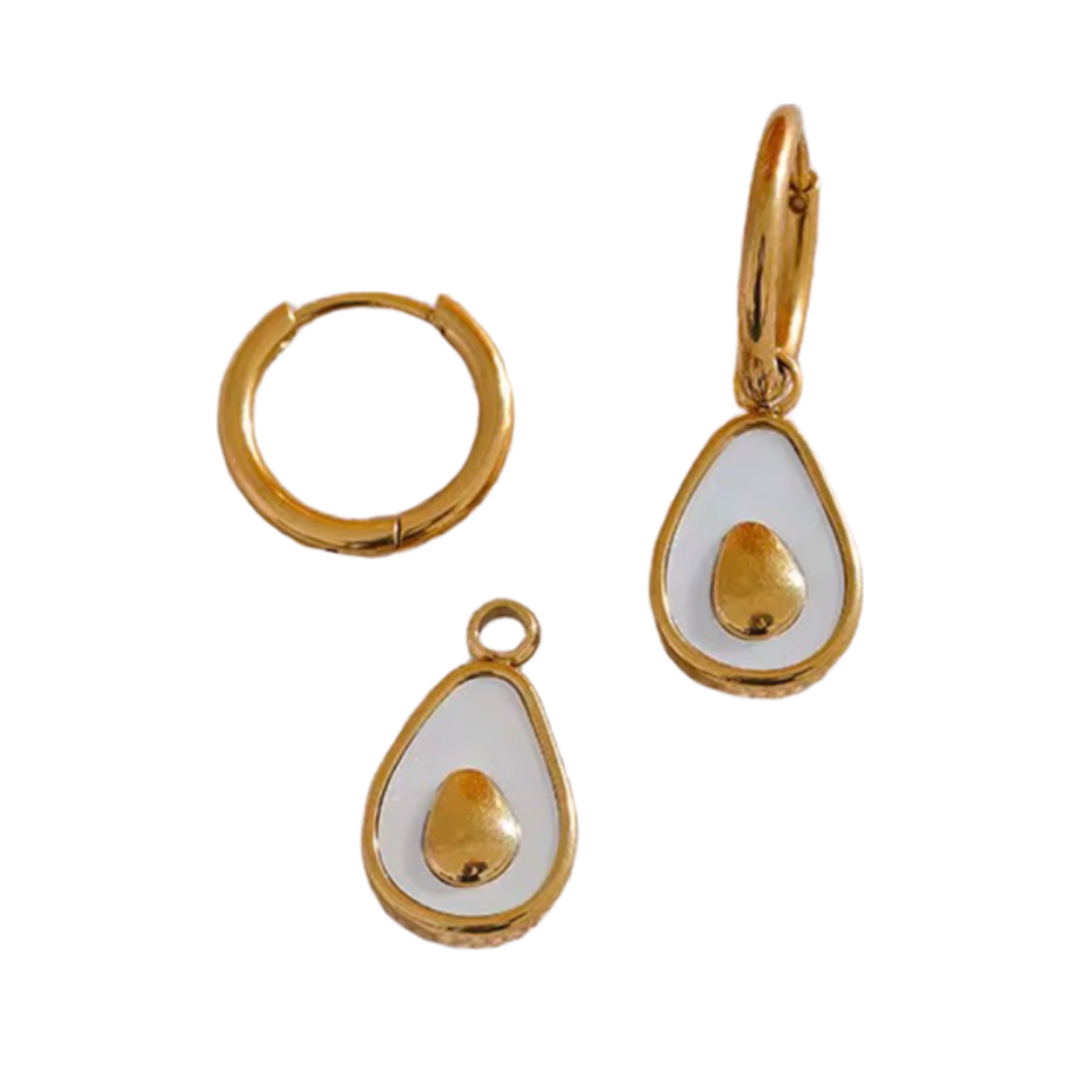 Avocado Charm Hoops