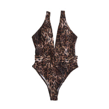 Vintage Swimsuit Swimwear  Belt Animal Print Leopard Woman Fashion 