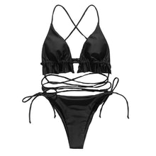 Bikini Black White Triangle Adjustable Summer Vacation Beachwear