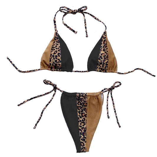 Bikini Animal Print Leopard Beachwear Gold Black